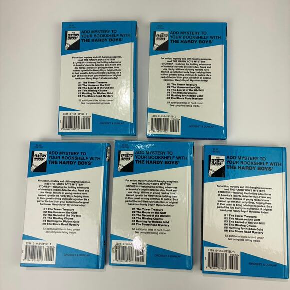 Hardy Boys Classic Mystery Hardcover Book Lot 52–56 Blue Spines - Picture 2 of 3